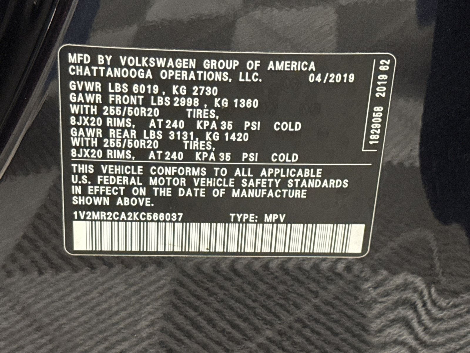 2019 Volkswagen Atlas 3.6L V6 SEL